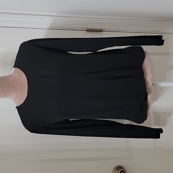 Theory Size S Black Long Sleeve Bubble Front Blouse with Offset Front Seam. EUC - Picture 1 of 12